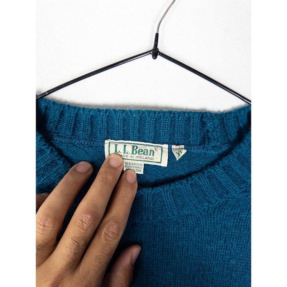 VTG LL Bean Sweater Mens XL Blue Knit Wool Ireland Pullover Fisherman Granpa - Picture 3 of 9